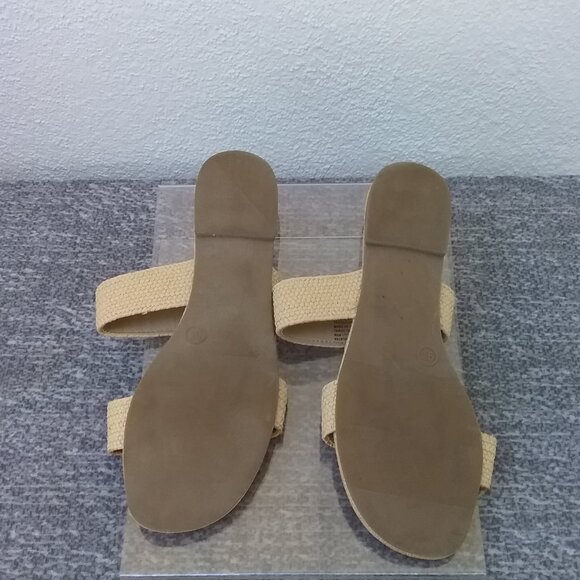 Universal Thread Sandals Women's 9.5 flats natural jute Summer Slides two bands - Picture 6 of 8